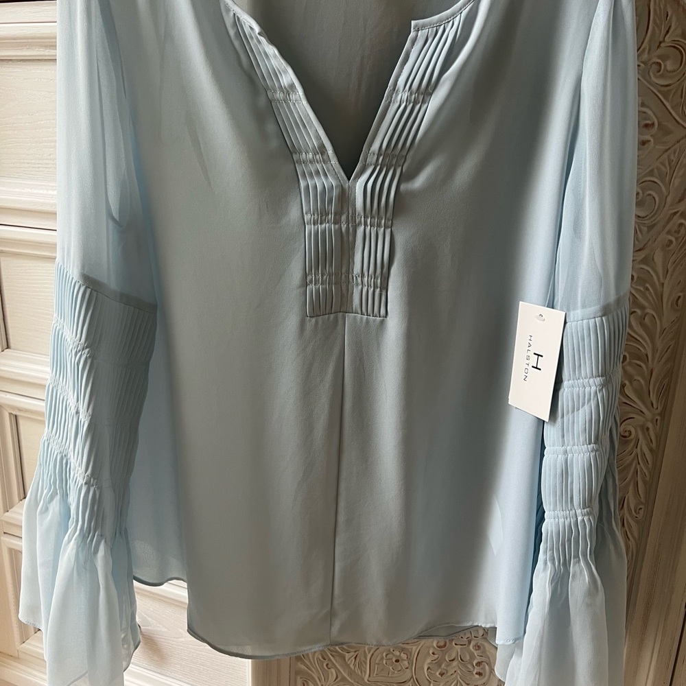 Halston medium sheer blouse